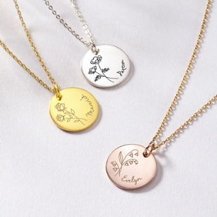 Birth Month Flower Charm Necklace