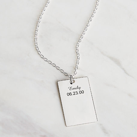 Key Dates Pendant Necklace - 1 Name/Date
