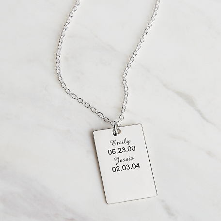 Key Dates Pendant Necklace - 2 Names/Dates