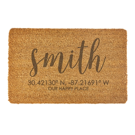 Family Name Coordinates 17x27 Coir Doormat