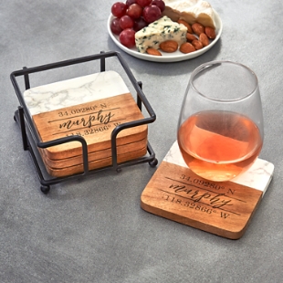 Personalized Customizable Wood Coasters for Drinks, Wedding & Bridal S –  personalmementos