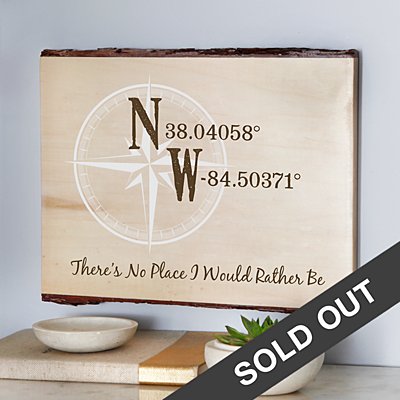 No Place I Would Rather Be Coordinates Rustic Wood Plank Sign