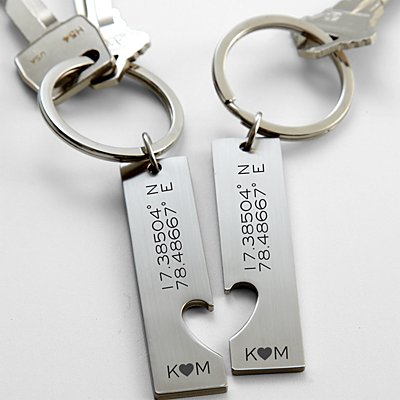 Couple's Coordinates Key Ring Set