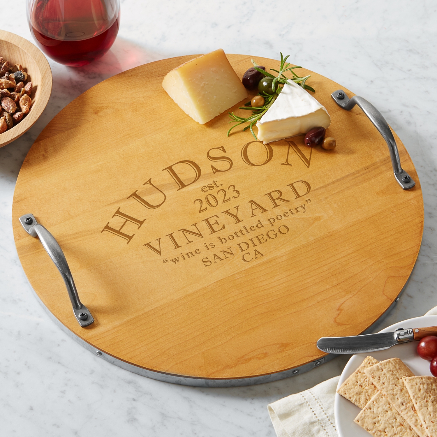 Modern Vineyard Wood Barrel Tray
