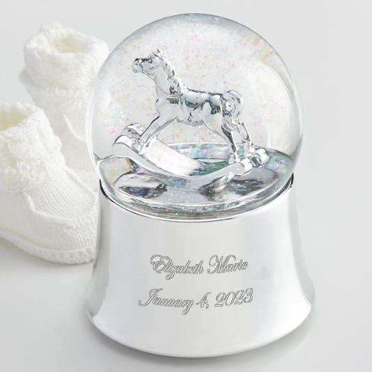 Personalised Name Only Rocking Horse Glitter Snow Globe Christmas Globe  Christmas Gift for Girls or Boys Glitter Globe 