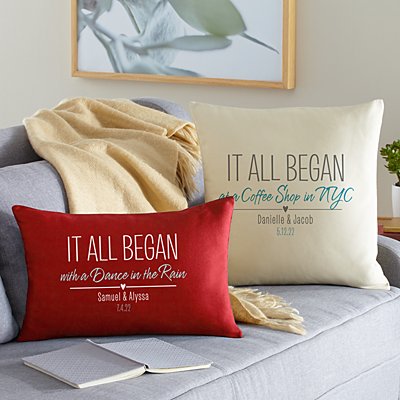 The Love Story Beginnings Personalized Throw Pillow