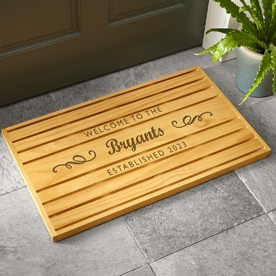 Welcoming Wooden Personalized Doormat