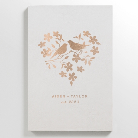 Love Birds Leather Wall Art - White