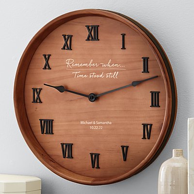 Timeless Memories Personalized Wine Barrel Clock