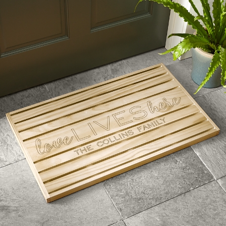 Love Lives Here Wooden Doormat