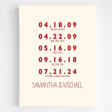 Couple's Key Dates Gallery Wall Art - 12x16 - Ivory