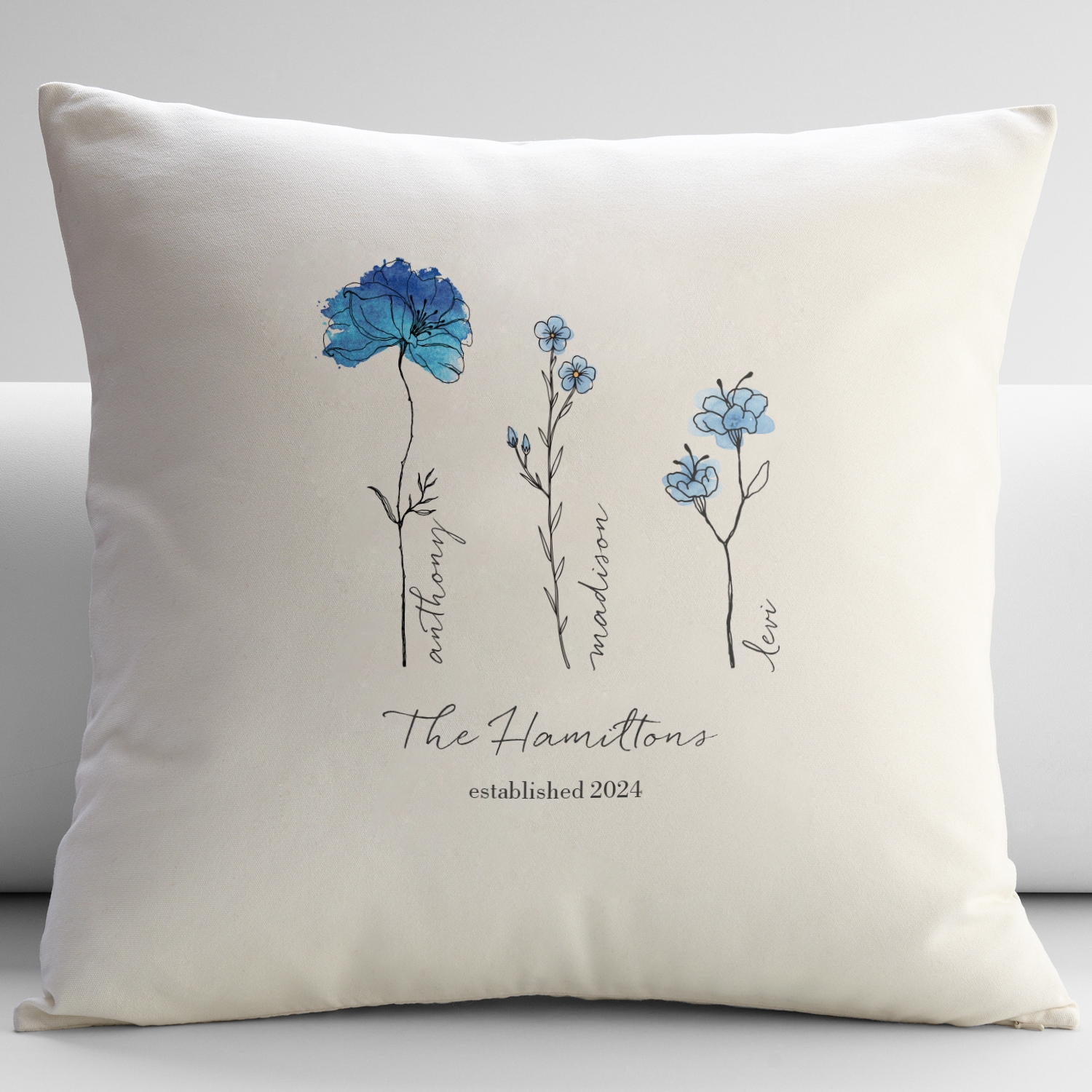 Family of Flowers Throw Pillow