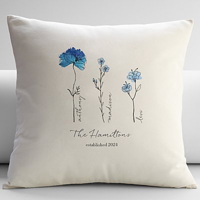 Blossoming Family Personalized Throw Pillow