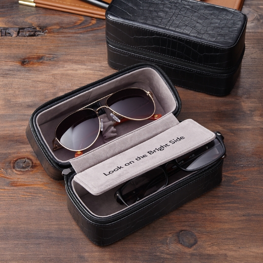 The Aviator Personalized Fine Leather Sunglass Case - Holtz Leather