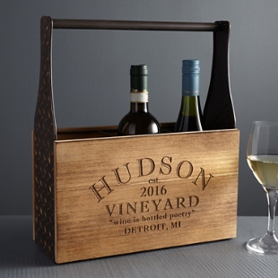Modern Vineyard Wood Wine Carrier