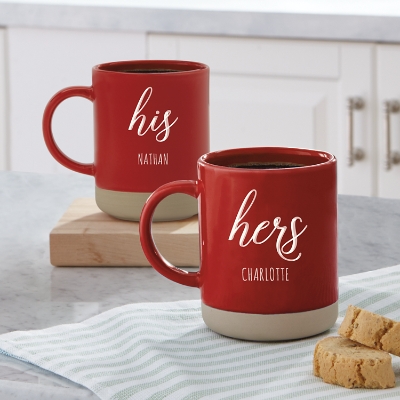His & Hers Personalized Stoneware Mugs