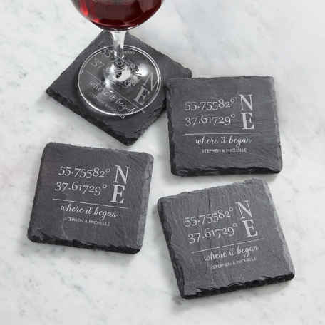 Custom Coordinates Slate Coasters