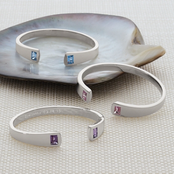 Secret Message Personalized Birthstone Cuff